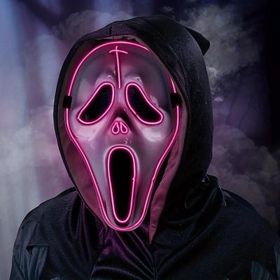 LED-Leuchtmaske, schreiend, erschreckend, Halloween-Maske, Festival, Karneval, Requisiten, flippige dekorative PVC-Maske Image