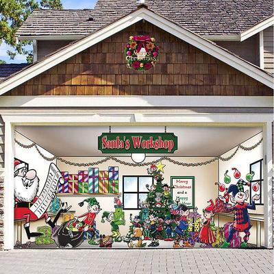 Christmas Background Cloth Outdoor Garage Door Tapestry Cloth Festive Party Decorations Comes With Hanging Cloth Large Size