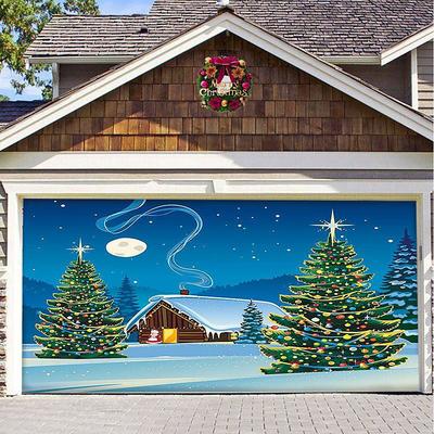 Christmas Background Cloth Outdoor Garage Door Tapestry Cloth Festive Party Decorations Comes With Hanging Cloth Large Size