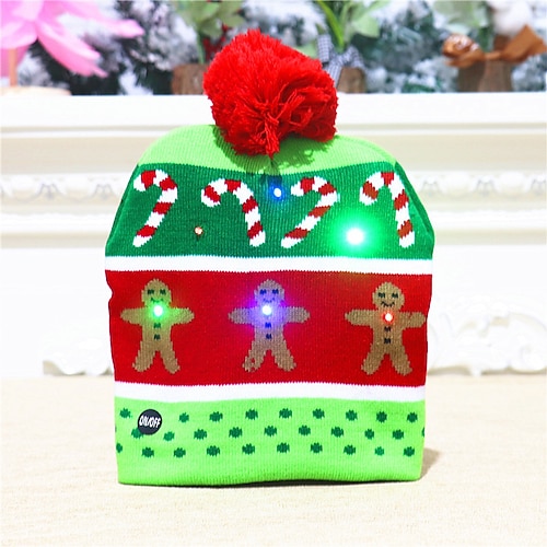 Weihnachts Kinder Erwachsene Deko Hut LED Weihnachts Hut Leuchtende Weihnachten Strickmützen Unisex Feiertagsleuchtende Pullover Xmas Geschenke Neujahrsfeier Ornamenten Image