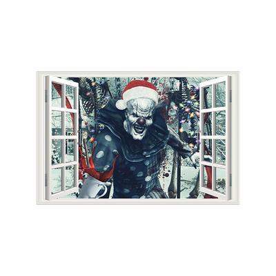 Christmas 3d Window Santa Claus Snowman Festival Party Home Decoration Painting Self Adhesive Wallpaper