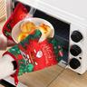 2Pcs/set Christmas Microwave Mitts Thick Household Kitchen Microwave Oven Gloves Heat Insulation Oven Gloves Baking Heat