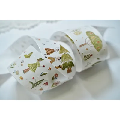Fairy Forest Girl Flower Trees PET Washi Tapes Craft Supplies DIY Scrapbooking Card Making Decor Plan Sticker