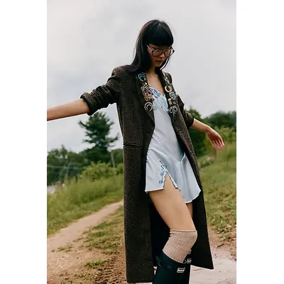 Hailey Tweed Duster Jacket at Free People in Chestnut Combo, Size: Small