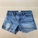 J. Crew Shorts | J Crew Denim Jean Shorts Medium Wash Mid Rise Distressed Raw Hem Button Zip 28 | Color: Blue | Size: 28