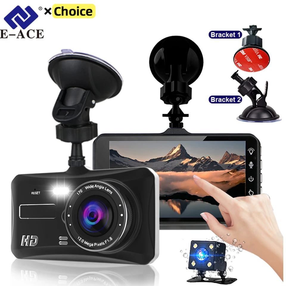 Dashcam 24H Touch Nachtsicht FULL HD 1080P Vorder- und Rückkamera 4,0 Zoll AUTO DVR Spiegel Digitaler Videorecorder DVR Black Box Image