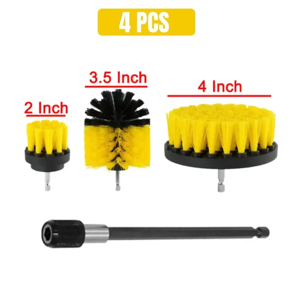 4Pc Elektrische Bohrer Pinsel Kit Reinigung Pinsel Wc Reinigung Werkzeuge Boden Nylon Wäscher Pinsel Für Teppich Glas Auto Reifen bad