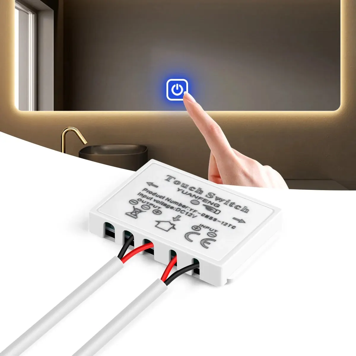 12V LED Dimmer Schalter Kapazitive Helligkeit Einstellbare Touch Sensor Schalter Für Badezimmer Spiegel Licht Hintergrundbeleuchtung Dekoration