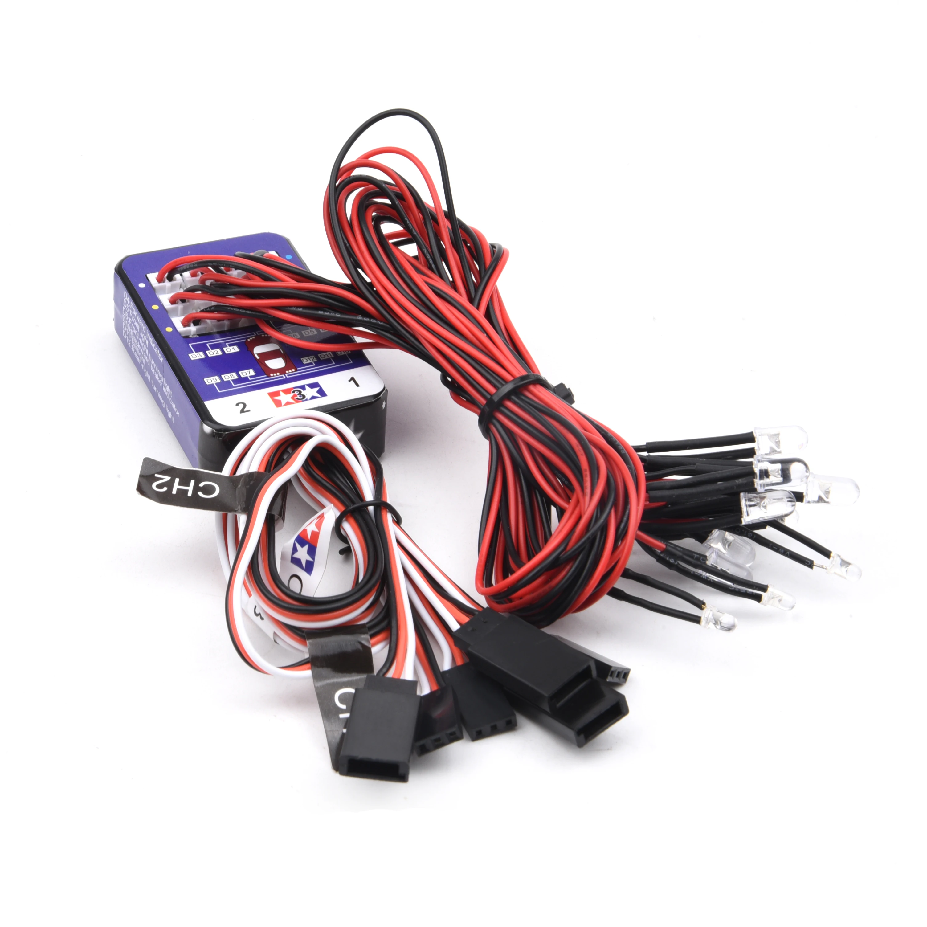 Simulazione Flash Light 12 Kit di illuminazione a LED Freno sterzo per auto RC Modelli in scala 1/10 Yokomo Tamiya HSP HPI AXIAL RC4WD TRX