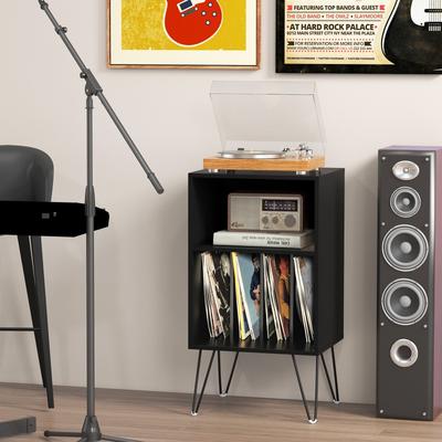 Record Player Stand with Charging Station for Living Room Bedroom - 19"L x 16"W x 35"H