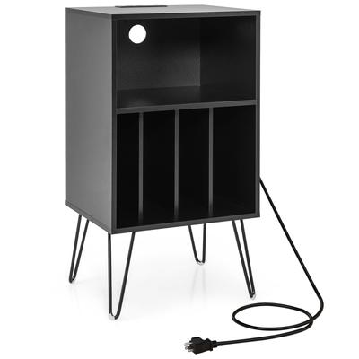 Record Player Stand with Charging Station for Living Room Bedroom - 19"L x 16"W x 35"H
