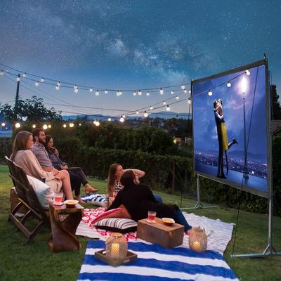 InstaHibit 100" Portable Projector Screen with Stand 16:9 HD Fast Folding Indoor Outdoor Home Theater Backyard Movie