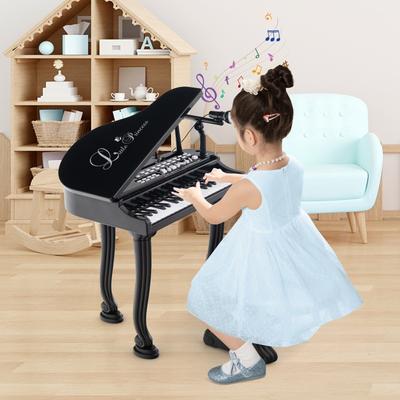 37 Keys Kids Piano Keyboard with Stool and Piano Lid - 18.5" x 14.5" x 27.5"