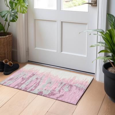 Machine Washable Indoor/ Outdoor Brushstrokes Ombre Chantille Rug