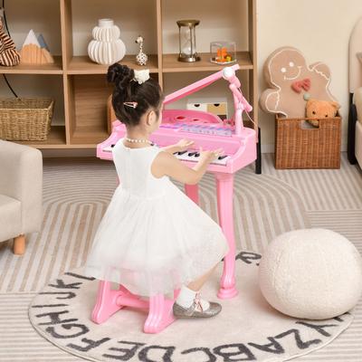 31 Keys Kids Piano Keyboard with Stool and Piano Lid - 14" x 12" x 21.5"