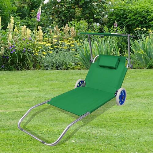 VCM Gartenliege Sonnenliege rollbar Grün