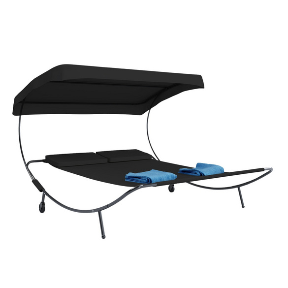 VCM Doppelliege Gartenliege ""Bindox"" Schwarz