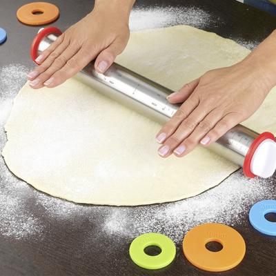 Maximex Teigrolle mit Abstandhalter EDELSTAHL, Teigausroller mit Messskala Image
