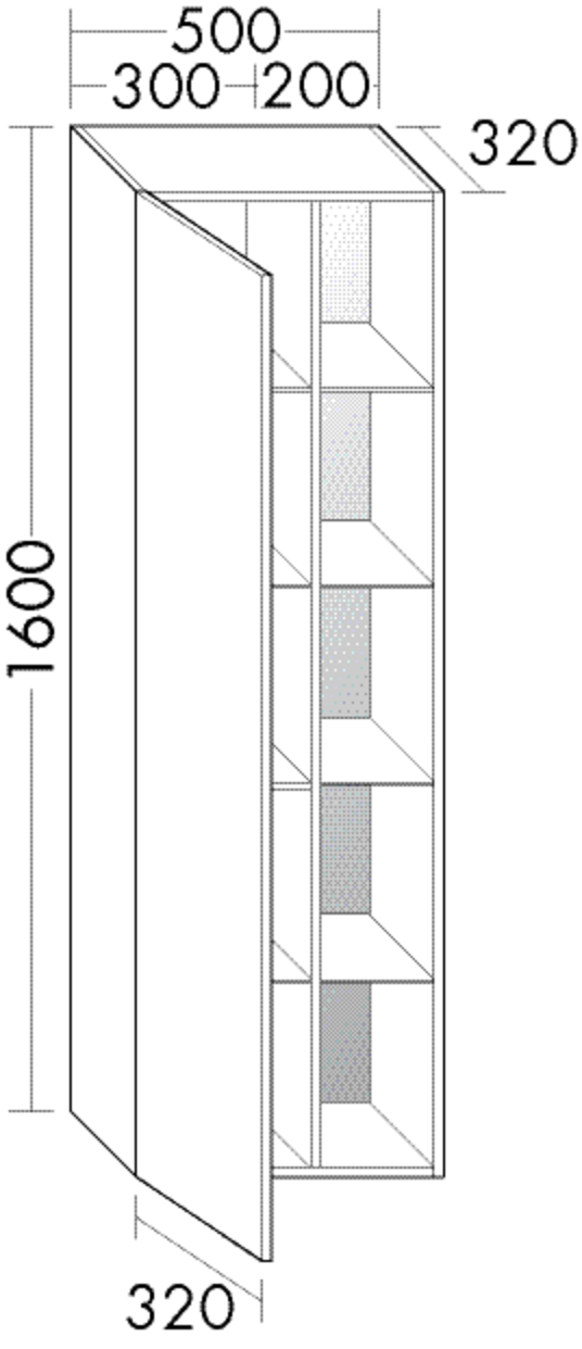 Burgbad Hochschrank Orell Melamin 1600x500x320 Eiche Dekor Flanelle, HSES050RF2669 HSES050RF2669 Image