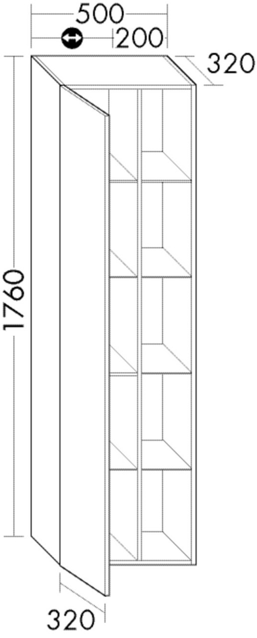 Burgbad Hochschrank Sys30 PG4 Sana 1760x500x320 Anthrazit Ultramatt, HSZE050LF5772 HSZE050LF5772 Image