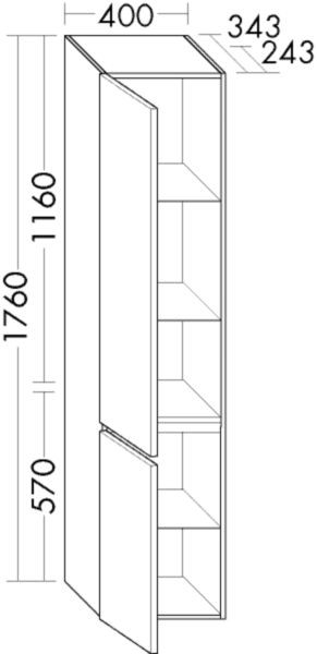 Burgbad Hochschrank Lin20 Melamin 1760x400x345 Eiche Dekor Rost, HSPC040RF5359 HSPC040RF5359 Image