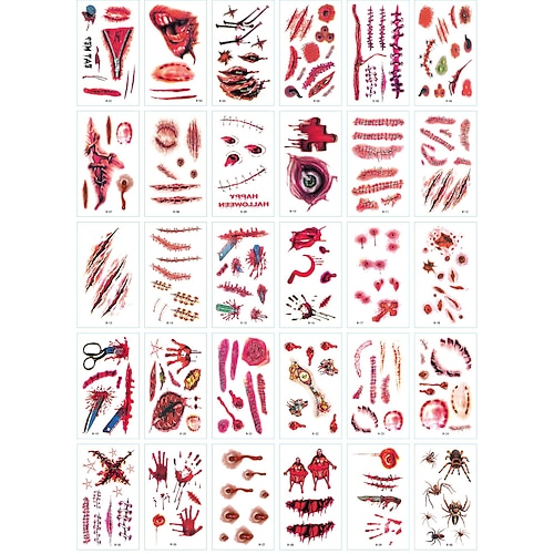 30 pcs Temporäre Tattoos Wasserdicht / Wegwerfbar Gesicht / Korpus / Hände Wassertransfer-Aufkleber Tätowierungsaufkleber