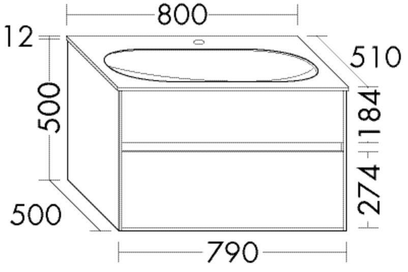 Burgbad Glas Waschtisch-Set rc40 Eiche Weiß/Dunkelgrau Matt, SGAQ080F4612A0109 SGAQ080F4612A0109 Image