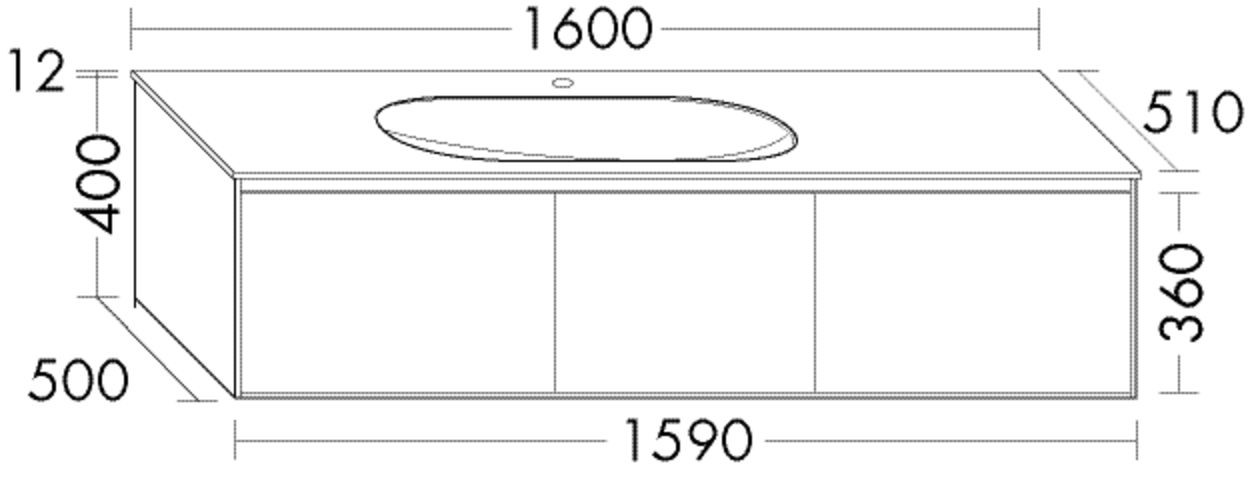 Burgbad Glas Waschtisch-Set rc40 Dunkelgrau Ultramatt/Schilf Hochglanz, SGAS160F5762A0048 SGAS160F5762A0048 Image