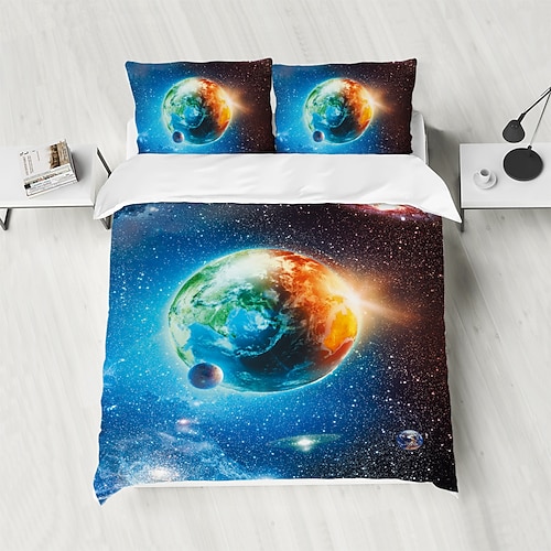 Galaxie Sternenhimmel Planet 3-teiliges Daunenbettbezug-Set für Hotelschlafzimmer Gästezimmer Gästezimmer Bettwäsche komfortables Set Image