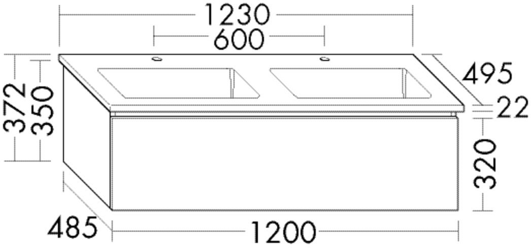 Burgbad Keramik Waschtisch-Set Lin20 HGL Anthrazit Ultramatt/Schwarz Matt, SGVT123F5647C0038 SGVT123F5647C0038 Image