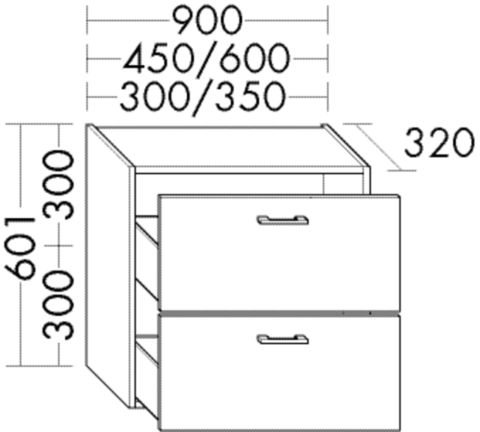 Burgbad Unterschrank Sys30 PG2 Echo 601x350x320 Leinengrau Hochglanz, U3533F3162 U3533F3162 Image