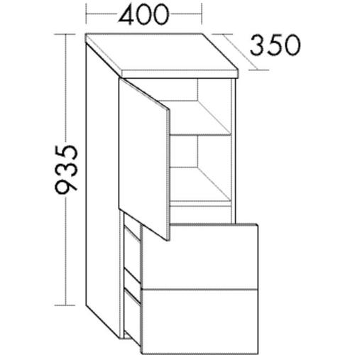 Burgbad Halbhochschrank Sinea Matt 935x400x350 Dunkelgrau Matt, UHFI040LF1765 UHFI040LF1765