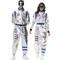 Pärchen Astronautenkostüm Overall Karnevalskostüm Onesie mit Maske Gruppenkostüme silberner Raumanzug für Männer Frauen mit gestickten Patches