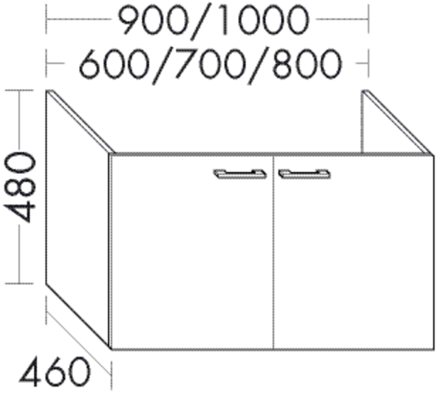 Burgbad Waschtischunterschrank Sys30 PG3 Diago 480x600x460 Weiß Matt, WSAB060F3351 WSAB060F3351 Image