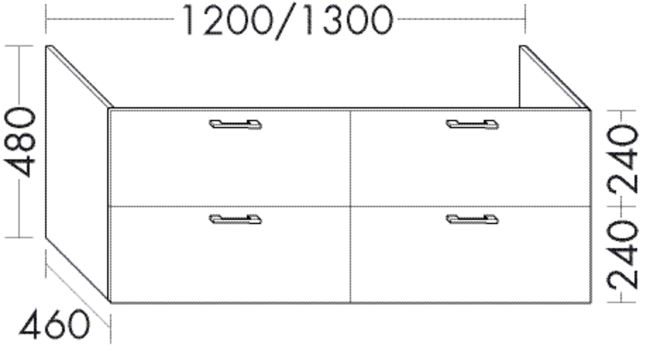 Burgbad Waschtischunterschrank Sys30 PG3 Diago 480x1200x460 Anthrazit Matt, WSCB120F3358 WSCB120F3358 Image