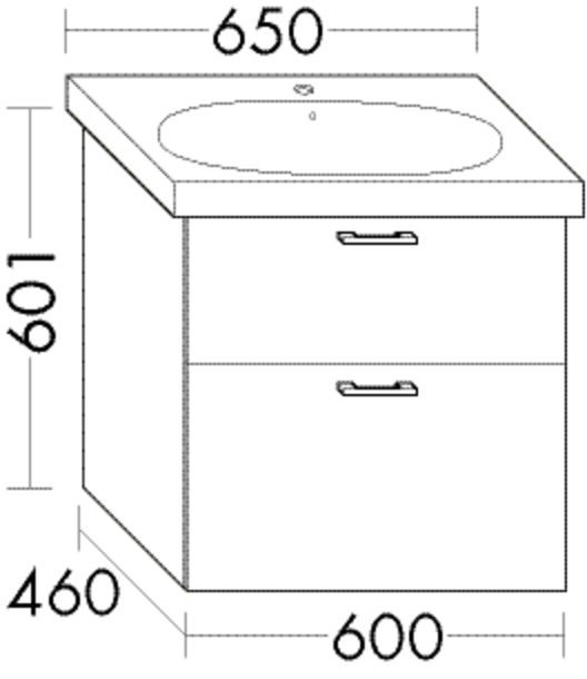 Burgbad Waschtischunterschrank Sys30 PG2 Echo 601x600x460 Leinengrau Hochglanz, WVZB060F3162 WVZB060F3162 Image