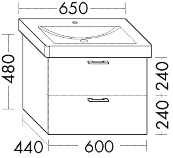 Burgbad Waschtischunterschrank Sys30 PG4 Sana 480x600x440 Grau Hochglanz, WWMN060F3364 WWMN060F3364 Image