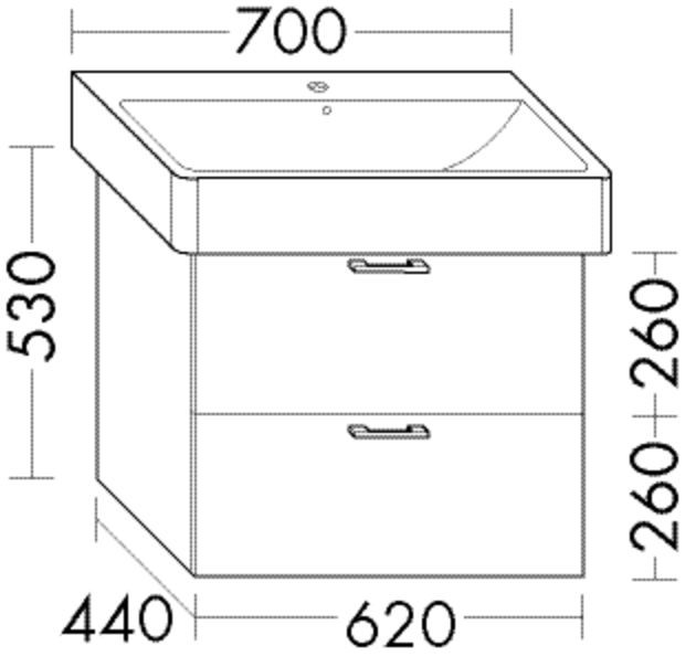 Burgbad Waschtischunterschrank Sys30 PG4 Sana 530x620x440 Eiche Tabak, WXSZ062F3448 WXSZ062F3448 Image