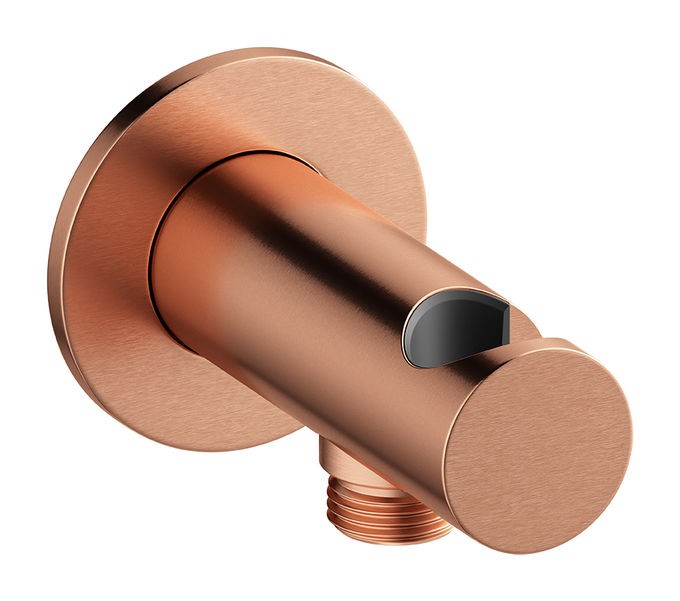 "Damixa Brauseanschlusswinkel 1/2" mit integriertem Brausehalter, Kupfer gebürstet 484468700" Image