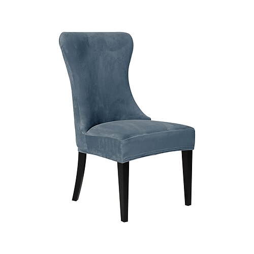 Stretch-Samt-Stuhl-Set für den Haushalt Stuhlhussen, einfaches einteiliges Stuhl-Set, Hotel-Stuhl-Set, Hocker-Set, gebogenes Stuhl-Set mit hoher Rückenlehne Image