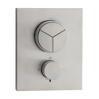 Herzbach PUSH Thermostat-Batterie LIVING iX 3 Verbraucher eckig rund Edelstahl, 17.803055.2.09 17.803055.2.09