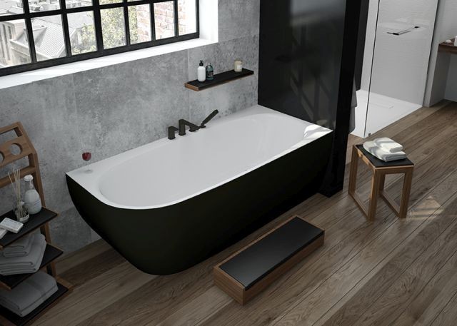 Hoesch Badewanne iSensi Eck 1700x750 Monolith rechts mit Befüllung in Chrom 3812.111 Image
