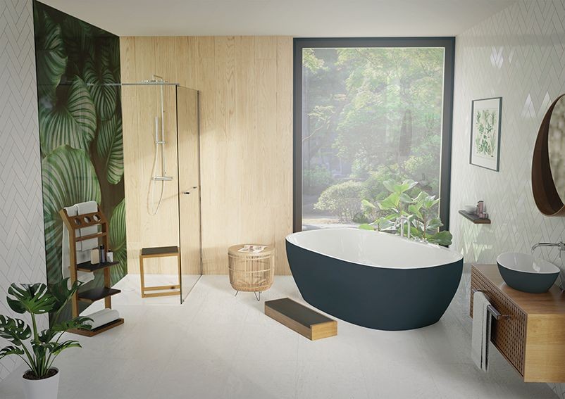 Hoesch Badewanne iSensi Oval 1800x800 Monolith Überlaufschlitz, BiColor Weiß-Grau, 3821.112 3821.112 Image