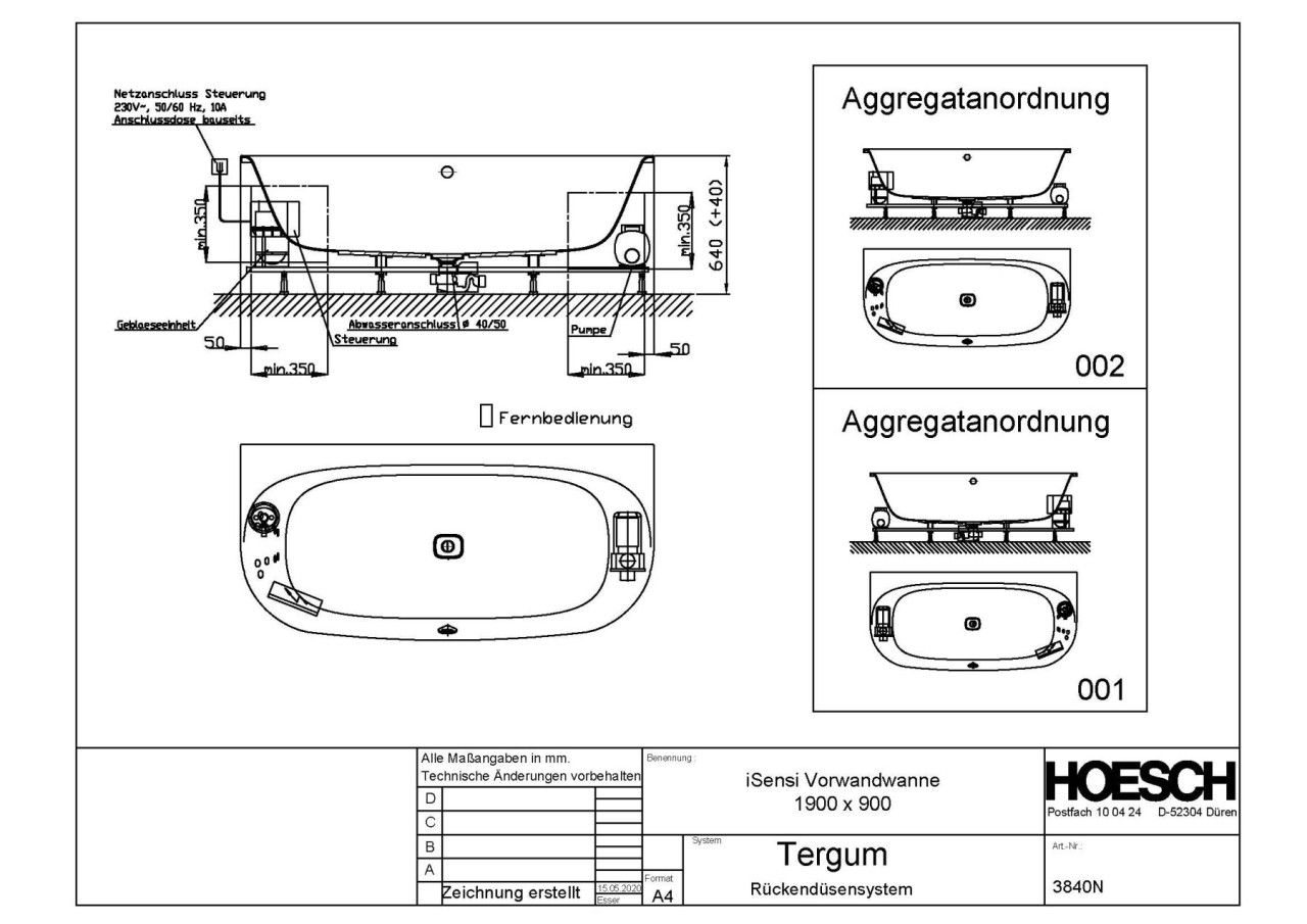 Hoesch Whirlpool iSensi Vorwand 1900x900&Tergum Weiß/verchromt/Motor li., 3840N.010305002 3840N.010305002 Image