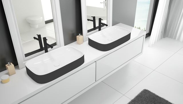 Hoesch Waschbecken LaSenia 600x350 Solique, BiColor Weiß-Schwarz, 4521.111 4521.111 Image