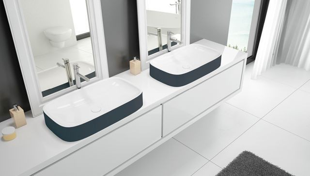 Hoesch Waschbecken LaSenia 700x400 Solique, BiColor Weiß-Schiefergrau, 4522.112 4522.112 Image