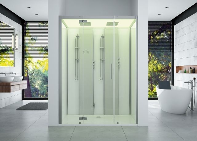 Hoesch DampfbadSensePerience RE 1600x1000 li. DW Solique Weiß m. Antir., Wände Schwarz, 532361.01055 532361.010552 Image