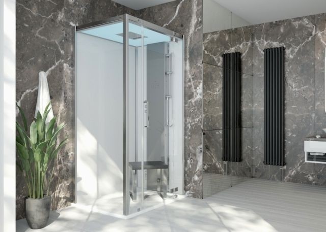 Hoesch DampfbadSensePerience 1400x900 re. Nische DW Solique Weiß m. Antir., Wände Weiß, 534351.01055 534351.010550 Image