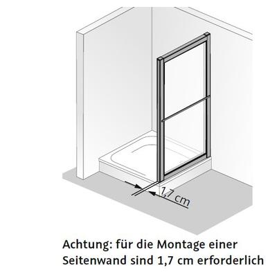 HSK Favorit Seitenwand zur Drehpunkttür, Gleittür, Falttür und Klapptür 13xxxx links 750 mm nein 6 mm Echtglas klar hell 1600 mm Alu silber-matt Image