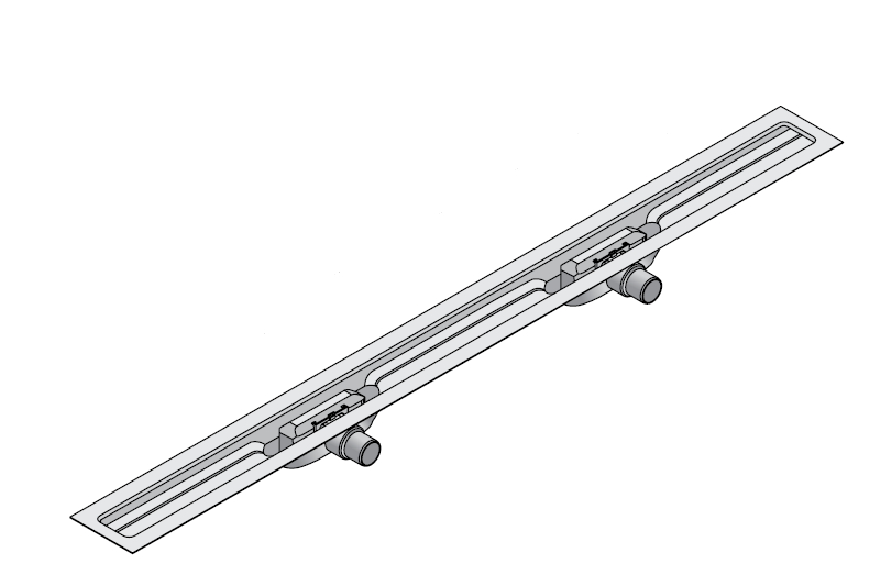 I-DRAIN Korpus Linear 54 mm, 90cm,2Siphon waagr.DN40,mit Abdichtg ID4M09002X1 Image